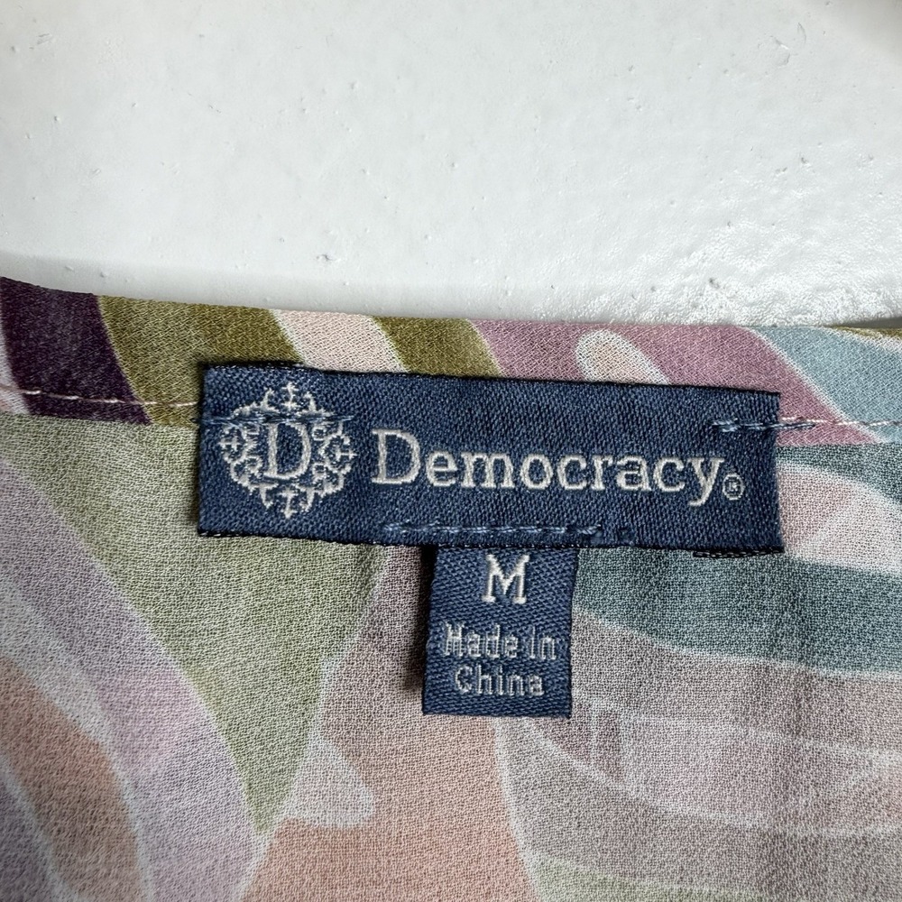 Democracy Pink Multi-Color Ruffle V-Neck Blouse - Picture 4 of 8